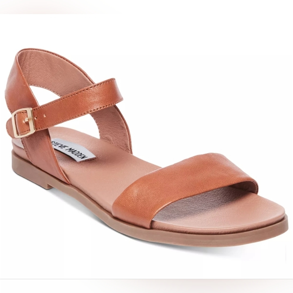 Steve Madden SF1402 womens Dina Flat Sandals Brown Size 8M
